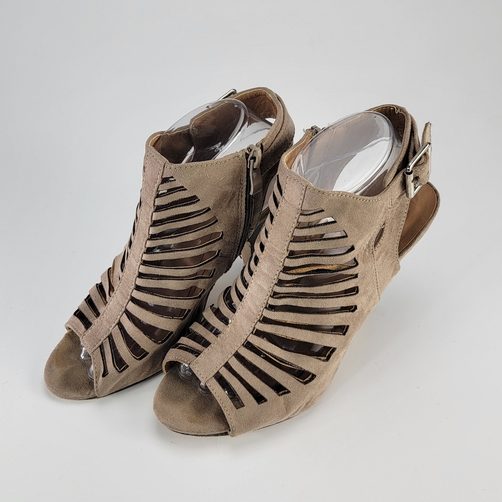 Zipper Strap Booties Block High Heel Sandal Heels - Size 8.5